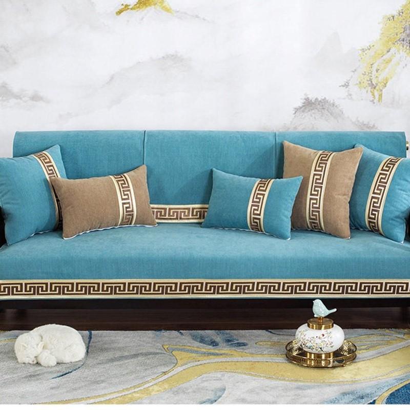 Chinese Style Antique Sofa Cushion High End Anti Slip Sofa Cover Snow Resistant Seat Towel Cloth Living Room Sofa Protective Mat