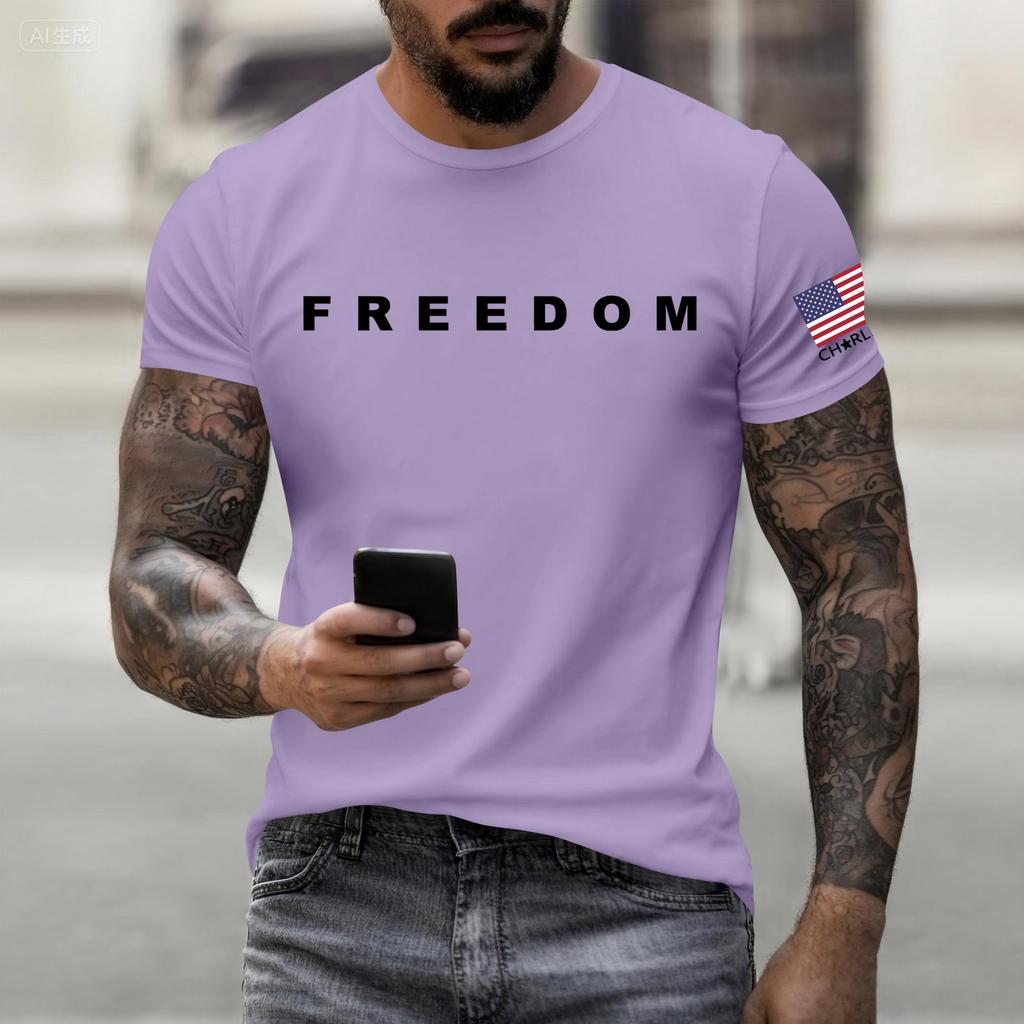 Fashionable Round Neck Short Sleeve Work Clothes Printed Tops For Mens Summer Tops