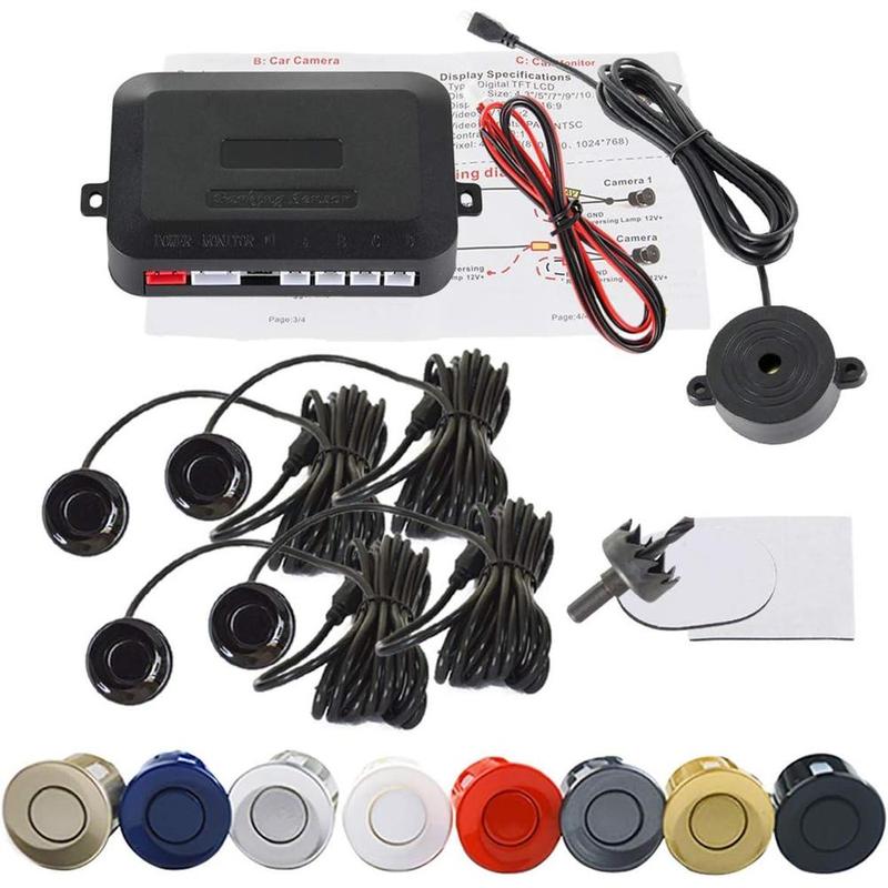 Car Parking Sensor System for 24V Vehicles, Buses Black ABS Backup Monitor Detector Assistant
