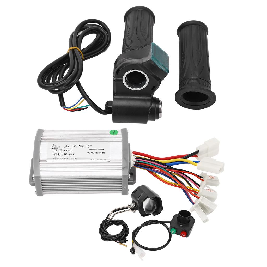 48V 1000W Brushed Motor Controller with Twist Throttle Handle Keys Front Lamp Switch Kit for