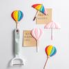 Cute Rainbow Umbrella Balloon Fridge Magnet with Bendable Hook Magnetic Sticker for Message Creative Resin Refrigerator Magnet Wall Decoration for