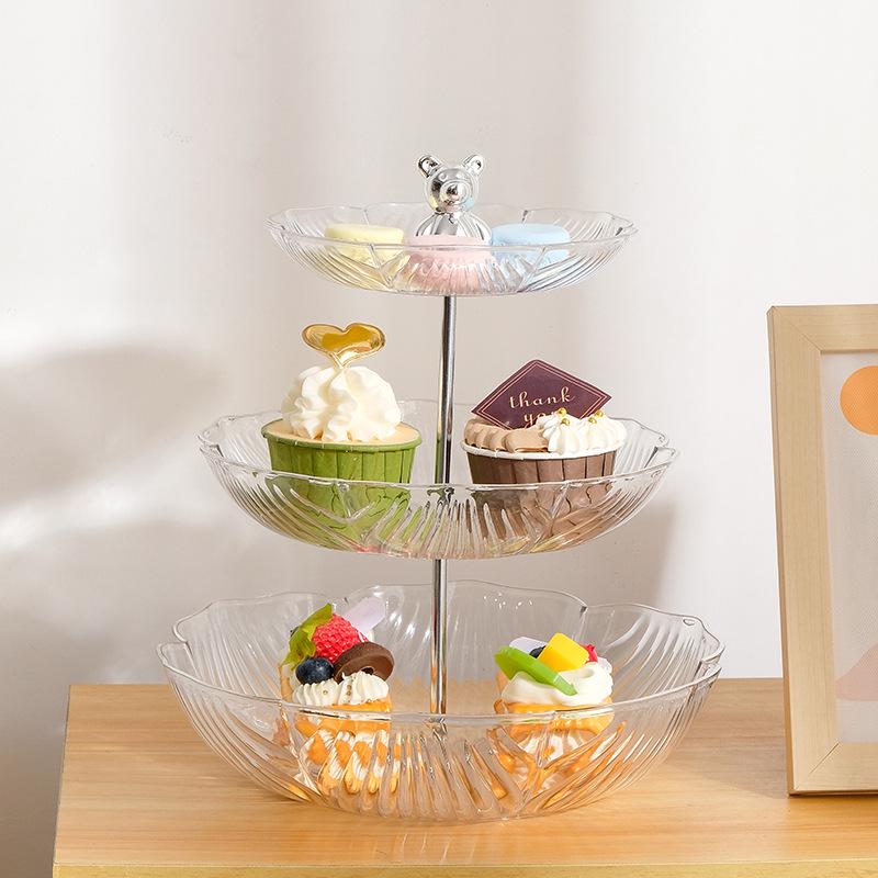 Exquisite Bear Fruit Plate: Multi-Layer Dessert & Candy Display for Luxurious Living Rooms.