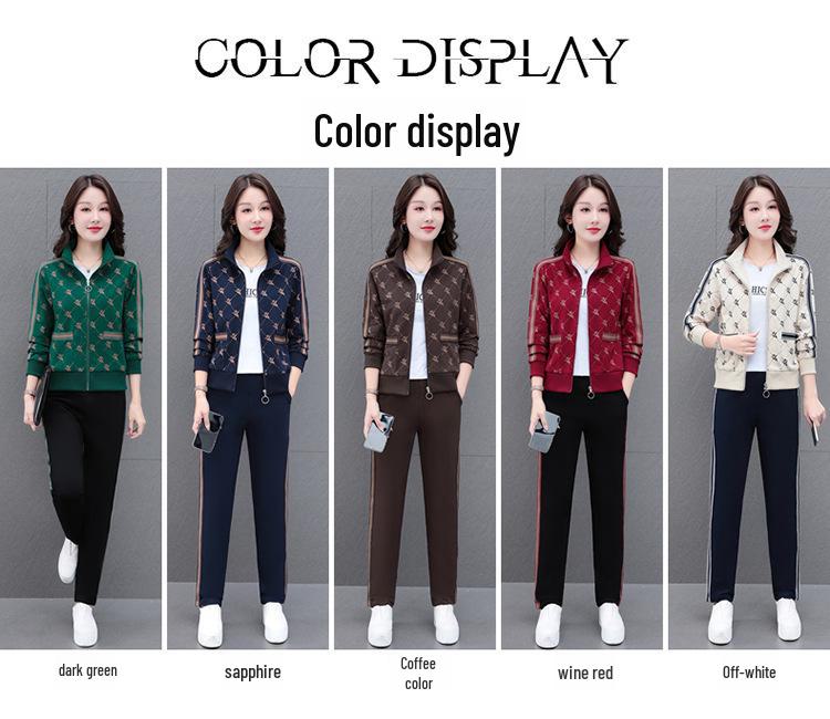 Women's Casual Three-Piece Suit: Long Sleeve Loose-Fit, Korean Style for Spring/Autumn, Age-Reducing, Plus Size Sportswear.