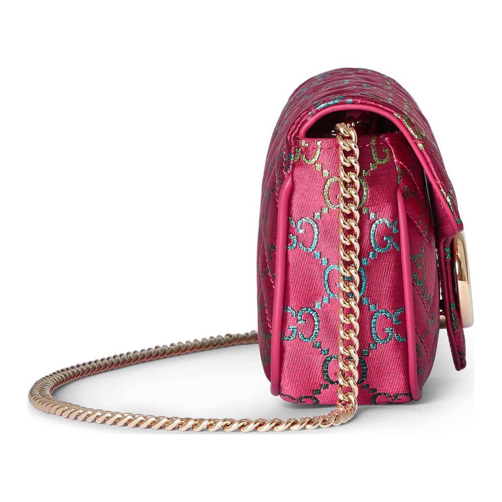 Gucci GG Marmont Double G Logo Print Canvas Mini Shoulder Bag Women Shoulder Bag Pink 476433-2ABNC-8455