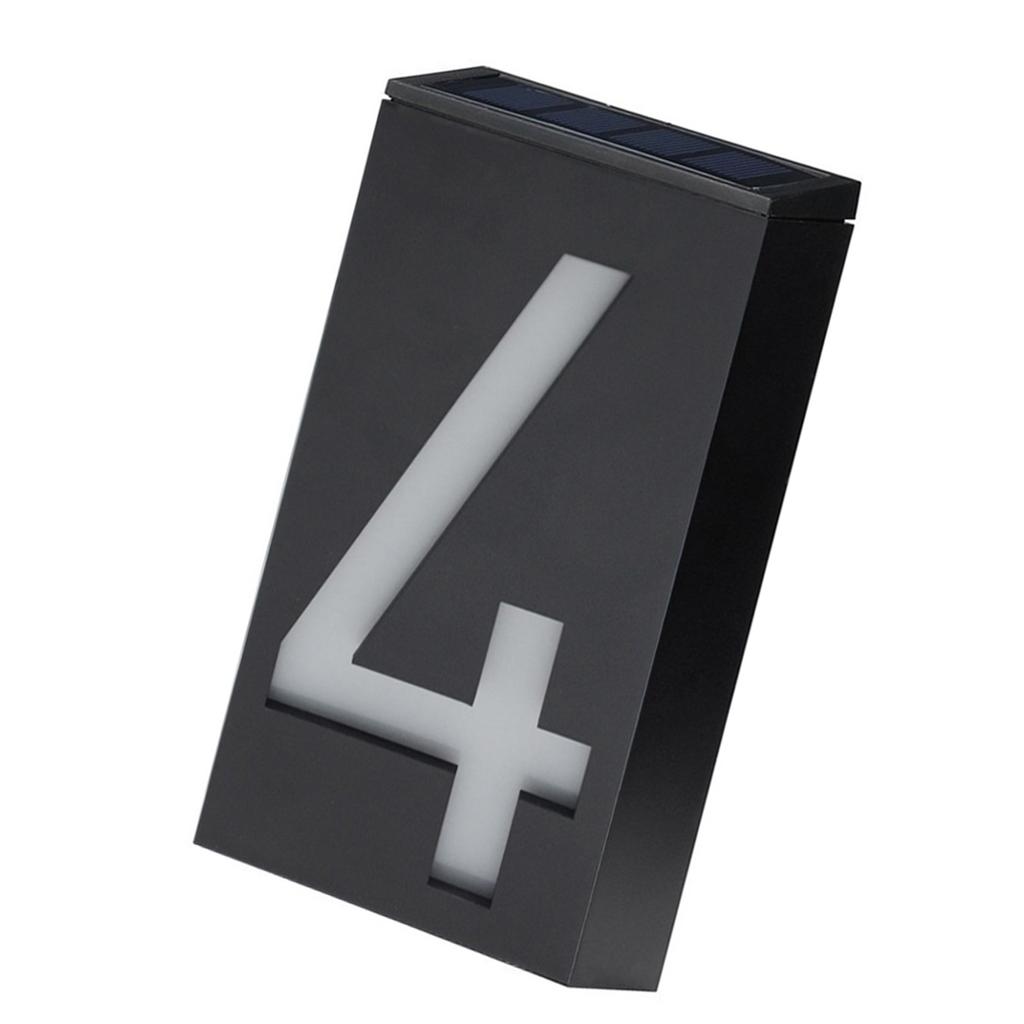Solar House Number Solar Powered 1000mAh Rechargeable LED Illuminated Address Plaque