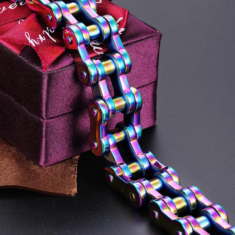 Brățări pentru bărbați din oțel inoxidabil curcubeu rock and roll masiv 18 mm 9" bicicletă bicicletă lanț de zale la mână brățări pentru bărbați băieți bijuterii