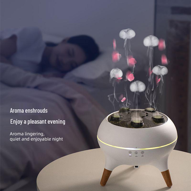 Jellyfish Humidifier: Desktop Aroma Diffuser with Smoke Rings, Multiple Sprays, Large Mist Output, 7-Color Lights, Remote Control.