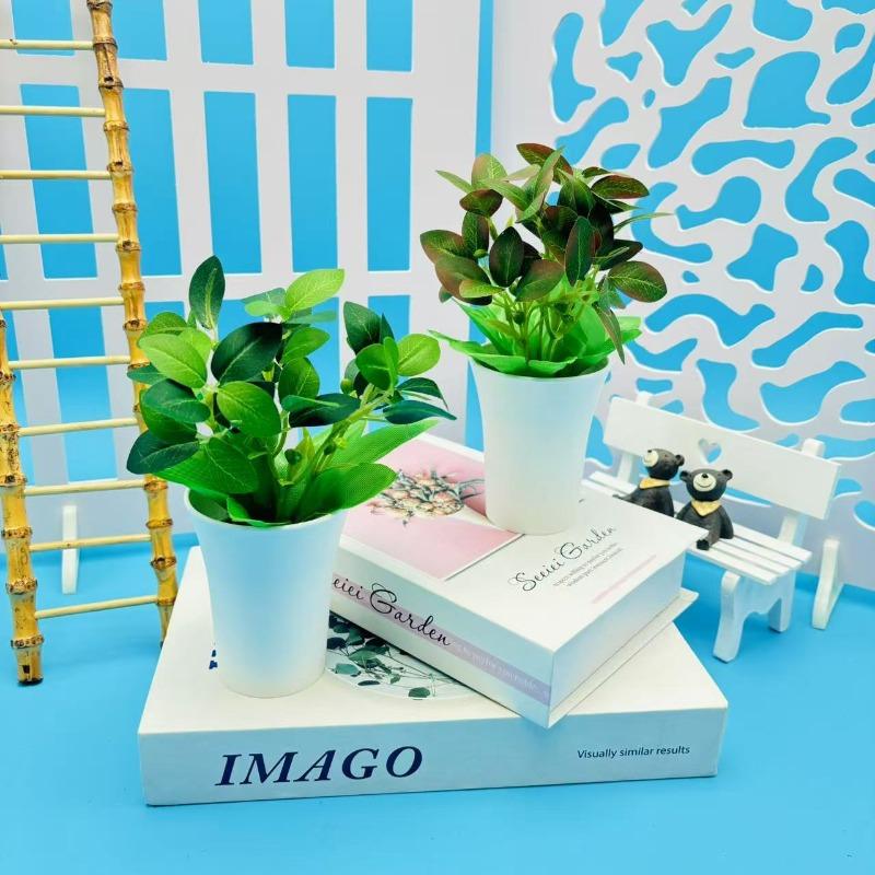 Artificial Green Plant Bonsai Plastic Plants Home Indoor Living Room Coffee Table Green Leaf Potted Plants Balcony
