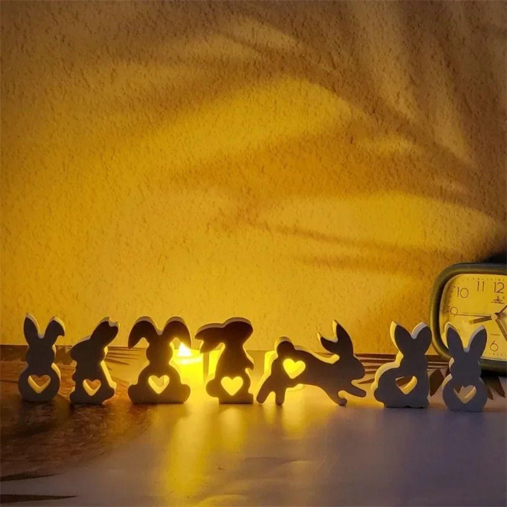 7-Cavity Easter Bunny Silicone Molds Creative Easter Bunny Candle Ornament  Desktop Decoration