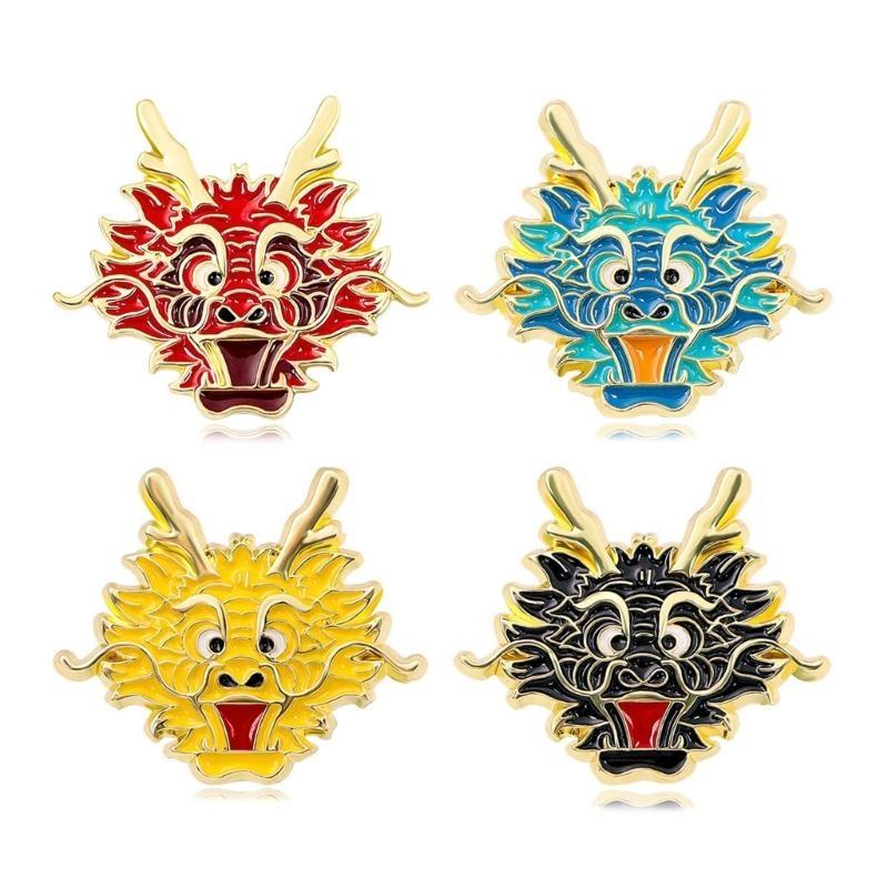A52E Retro Dragon Badge Unique Designs Brooch Pins for Fashionable Individuals