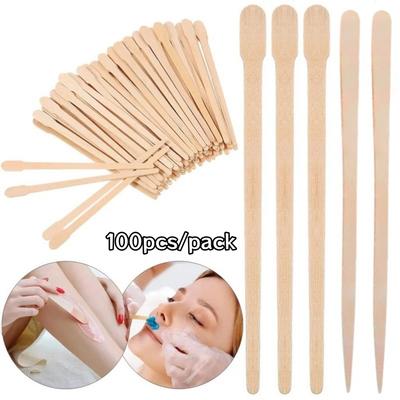 100pcs Wooden Wax Sticks Disposable Hair Removal Wax Spatula Face Eyebrows Lip Waxing Applicator for Spa and Home Beauty Use