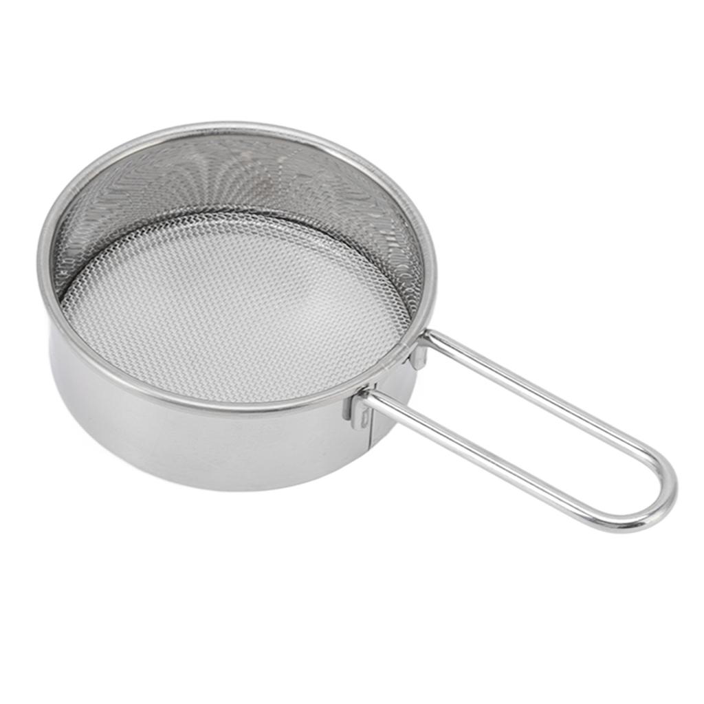 Flour Sieve Strainer 304 Stainless Steel Lightweight Easy Cleaning Ergonomic Handle Mesh Round