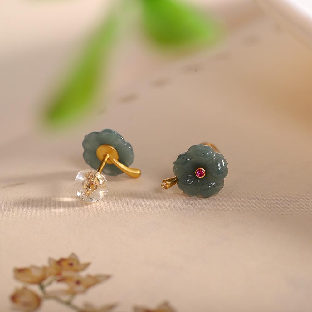 

Winter Arrival: S925 Silver & A-Grade Jade Carved Stud Earrings