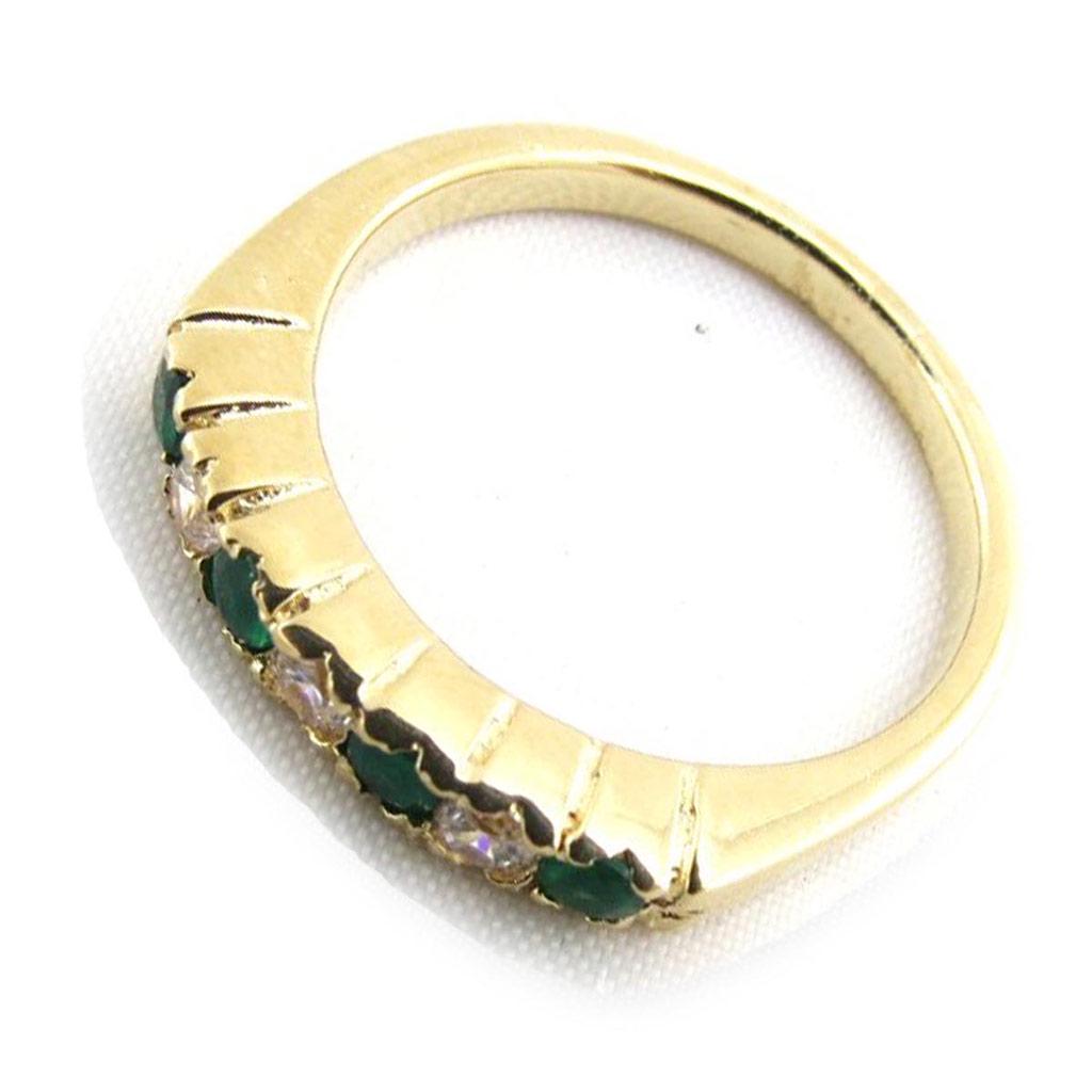 Vergoldeter Ehering 'For Life' Smaragdweiß - 3 mm