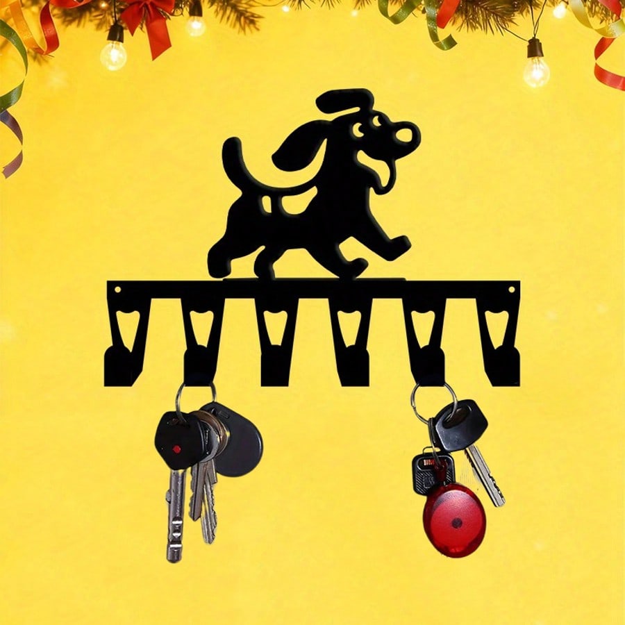 Retro Dog Pacifier Hook with Glasses Metal Wall Decor 6 Hooks Handmade Iron Art