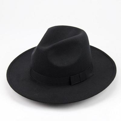 Unisex Retro Sokak Stili Geniş Kenarlı Fedora Şapka - Taklit Yün Keçe Caz Şapkası