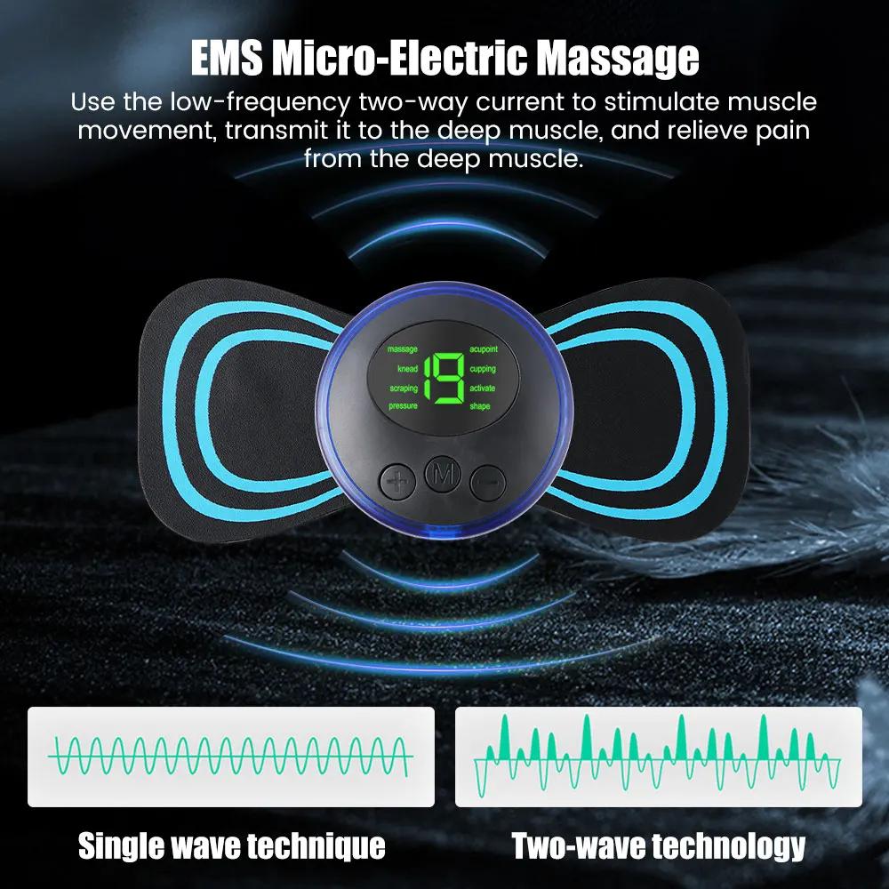 Mini Electric Neck Massager EMS Tens Pulse Stimulator for Cervical Spine Back Body Arm Leg Muscle Relaxation