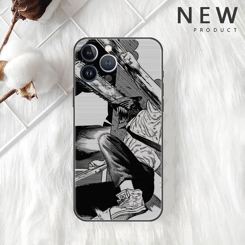 Pouzdro pro Apple iPhone 14 11 13 7 12 Pro 7 XR XS Max 8 Plus 6 14Pro 13Mini Černé Měkké Telefonní Coque Chainsaw Man Cool