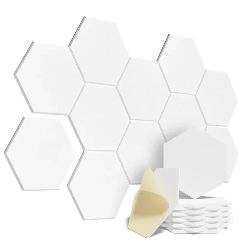 12 PCS Self-adhesive Hexagonal Acoustic Panels Acoustic Foam Panels Y-shaped Liner Design Absorbs Noise and Eliminates