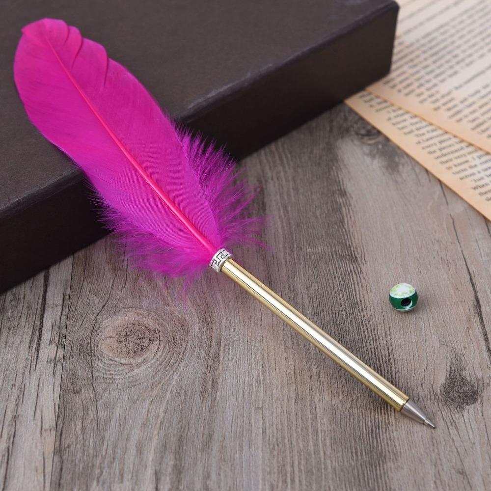 Feather Ballpoint pen Colorful Feather Pen Portable Writing pen Office