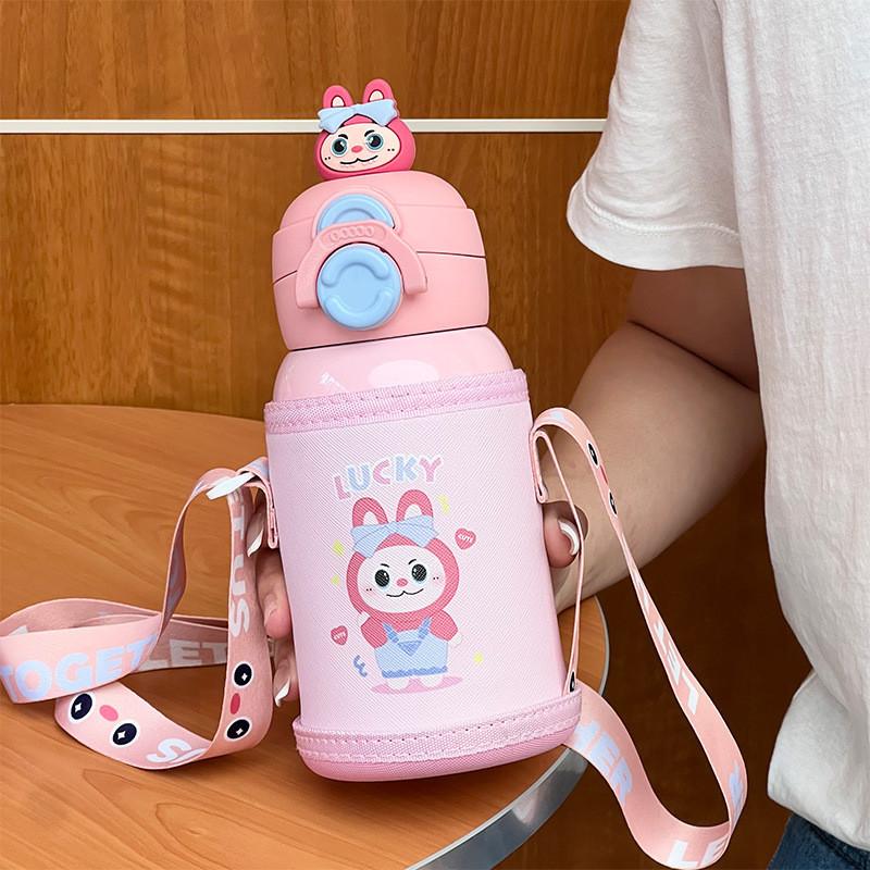 Labubu Childrens Vacuum Insulated Drinking Cup With Jumping Lid розовый