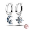 925 Sterling Silver Sparkling Cubic Zircon Star Moon Pendant Hoop Earrings for Women Luxury Wedding Anniversary Jewelry Gifts