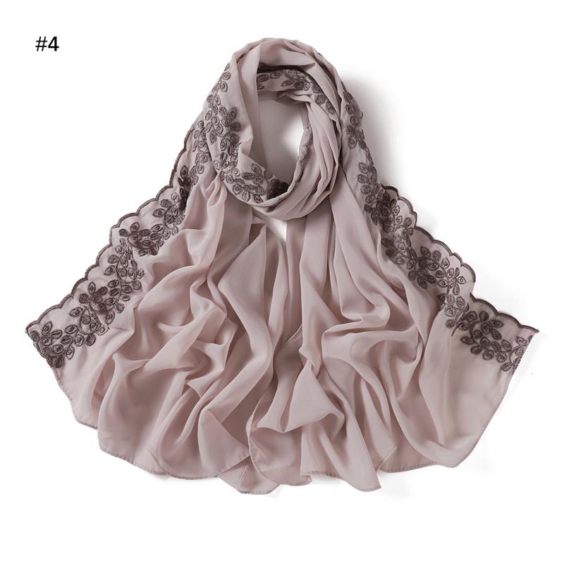 Fashion Lace Stitch Floral Bubble Chiffon Hijab Ramadan Beach Cover Shawls Women Sunscreen Headscarf Outdoor Windproof Head Wrap