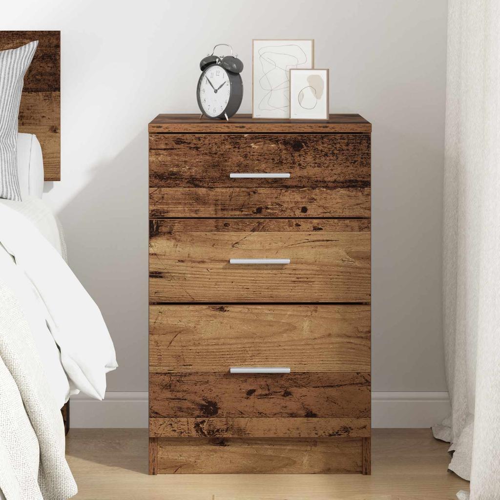 Nightstand with Drawers Reclaimed Wood Look 40 x 40 x 63 cm Engineered Wood