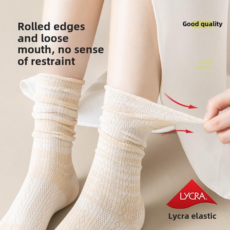 5 Pairs of Women's Summer Thin Cotton Anti Bacterial and Deodorant Stockings
