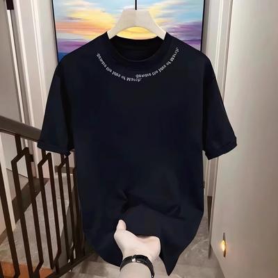 Heavy Cotton Ruffian Handsome Short-Sleeved T-Shirt, Blue Men'S And Women'S Versatile Trendy Brand Street Loose Round Neck T-Shirt