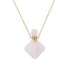 Natural crystal rhombus perfume bottle pendant necklace aromatherapy healing gemstone stainless steel necklace for women