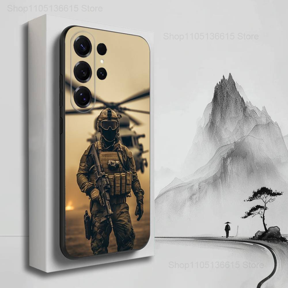 Cool Army Special Forces Case For Samsung S21,S20,S10,Plus,S9,S22,S25,Ultra,S24,S23,FE,Lite,Soft Silicone Black