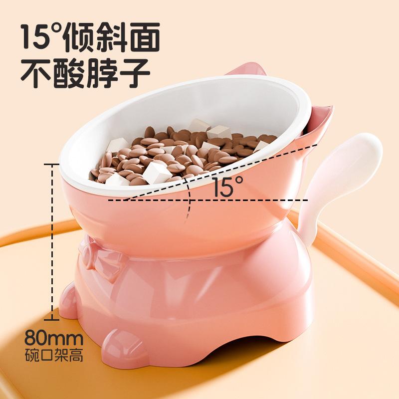 Cat Bowl with Slanted Mouth, Neck Protection Cat Food Bowl, Cat Food and Water Bowl, Anti-Spill Slanted Mouth Cat Bowl, Stainless Steel Cat Bowl