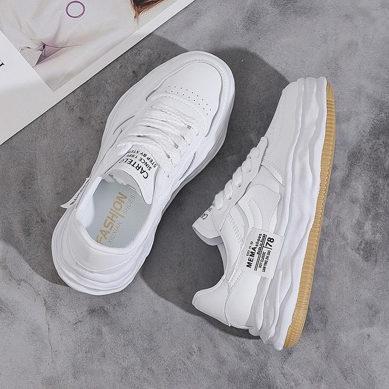 Thick Bottom Round Toe Fashion New Women Shoes Spring and Autumn White Shoes Female Sports Shoes