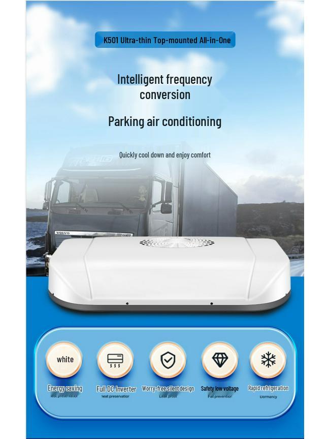 Top-Mounted 12V/24V All-in-One Air Conditioner for Trucks, RVs, and Refrigerated Vehicles