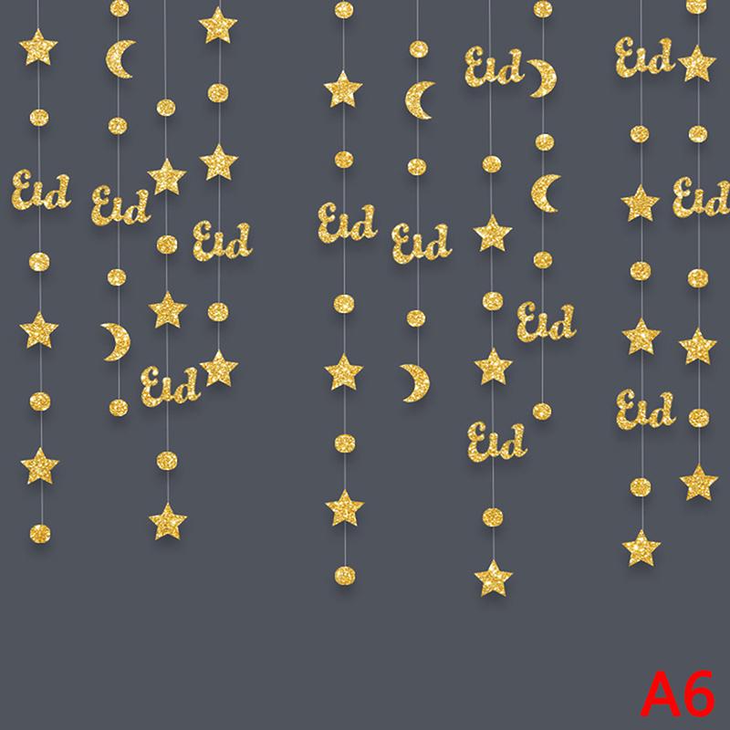 DIY Heimdeko Eid Mubarak Banner Ornamente Ramadan Kareem Hängegirlande Islam Muslim Hängender Streamer Zugflagge