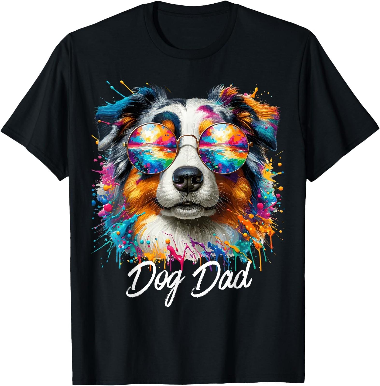 Australian Shepherd Owners Dog Dad for Dog lovers pop art T-Shirt for Men L