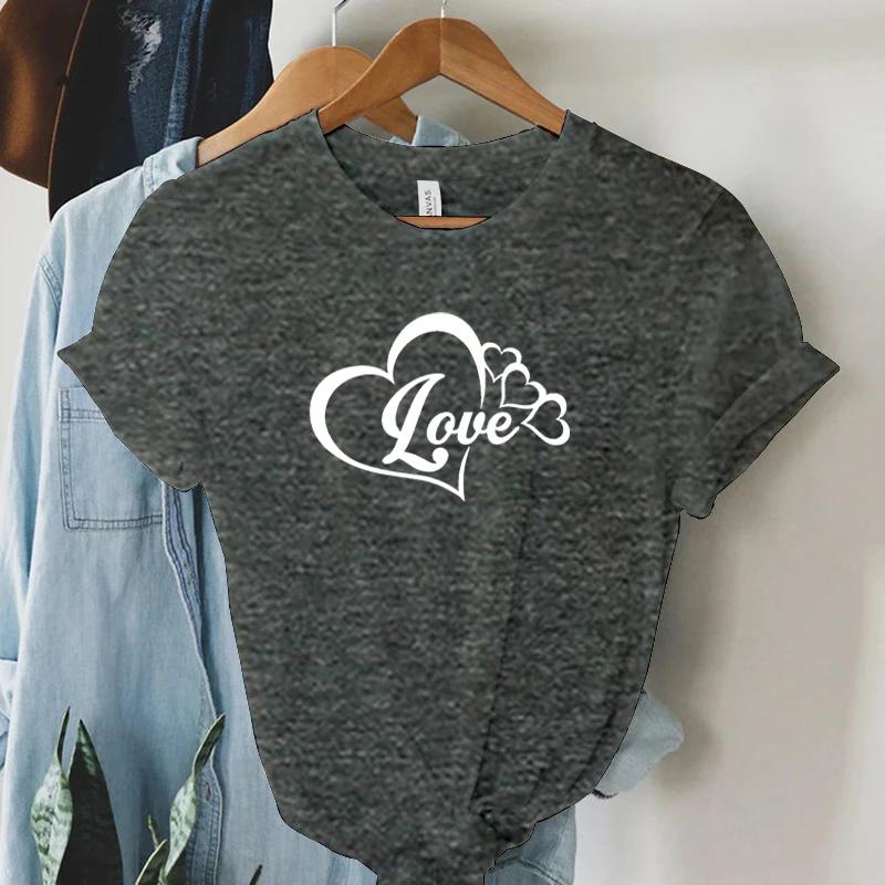 Lover Heart Graphic Summer T Shirts Women Hearts Gift Short Sleeve Tshirt Round Neck Classic Tops Lover Heart Essential Tshirt
