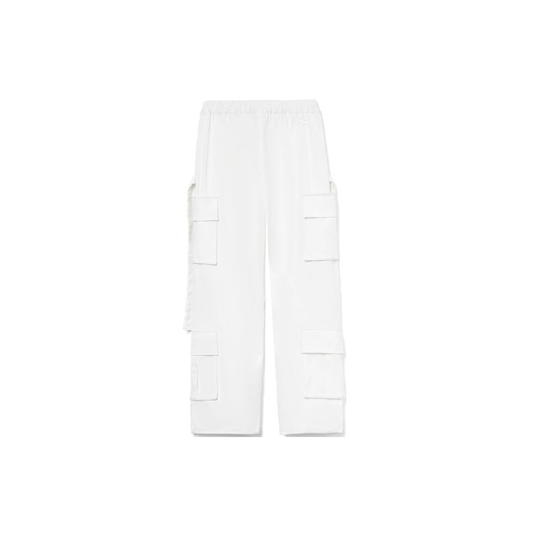 Li-Ning Solid Color Multi-Pocket Straight Leg Casual Pants Unisex Pants White AKXR557-4