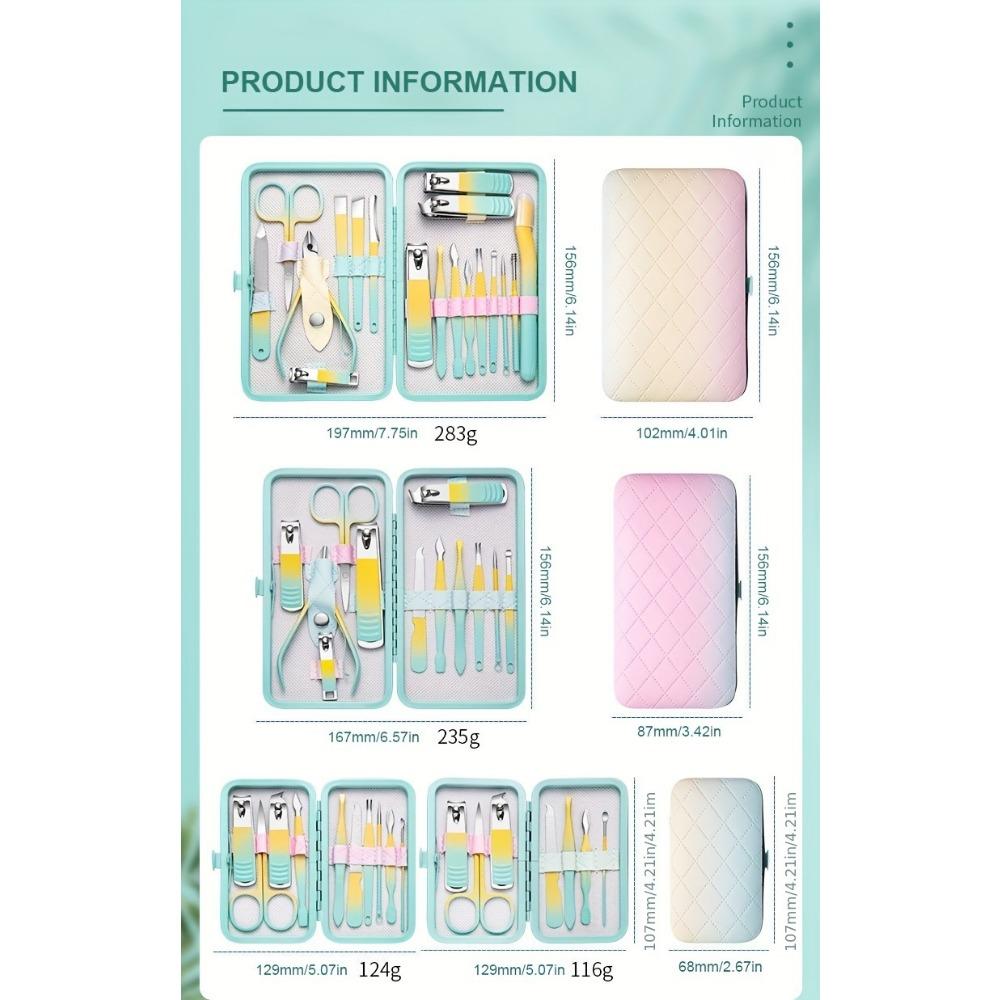 Set de manichiură Set de tuns unghii Bărbați, femei, tuns pentru degetele de la picioare Instrumente de îngrijire personală Instrumente pentru manichiură Pedichiură Kit de îngrijire Cadou (Culoare gradient)