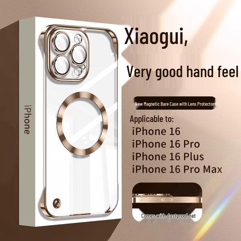 

Electroplated Frameless iPhone 17 Pro Magnetic Case with Lens Film, Transparent for Models 15/16 15 Pro