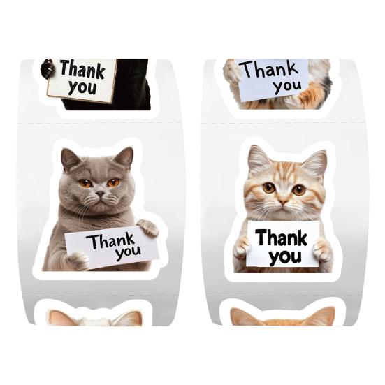 Urocze naklejki z podziękowaniem dla psa i kota, zabawne naklejki graffiti ze szczeniakami, wodoodporne naklejki PVC na telefon, laptop, lodówkę, koperty