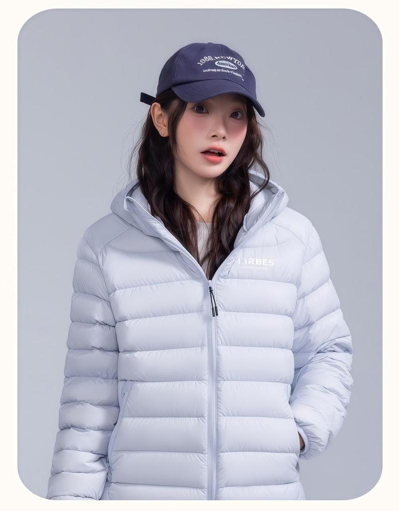 2025 Women's Lightweight Ribbed Down Jacket - Three-Proof, 90% White Duck Down, Winter Outerwear