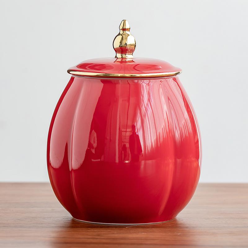 Ceramic Tea Caddy Household Sealable Tea Caddy Kitchen Condiment Storage Jar Dried Fruit Candy Storage Jar Home Decoration