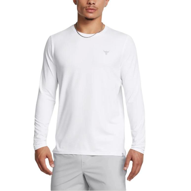 Under Armour Johnson Series Authentic Solid Color Crew Neck Long Sleeve T-Shirt Men Tops White 1386871-100