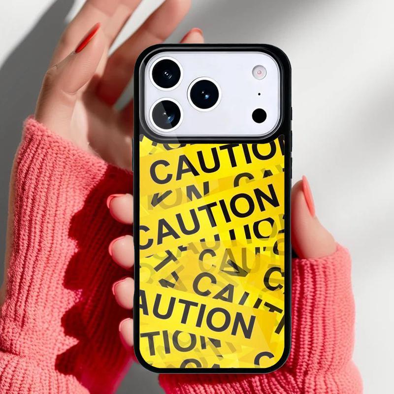 Caution Yellow Phone Case for iPhone 17 16 15 14 13 Pro Max Back Cover for 12 11 Pro Coque