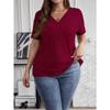 BITCED Women's Fashion Casual Solid Color Print Short Sleeve V Neck Blouses & Shirts