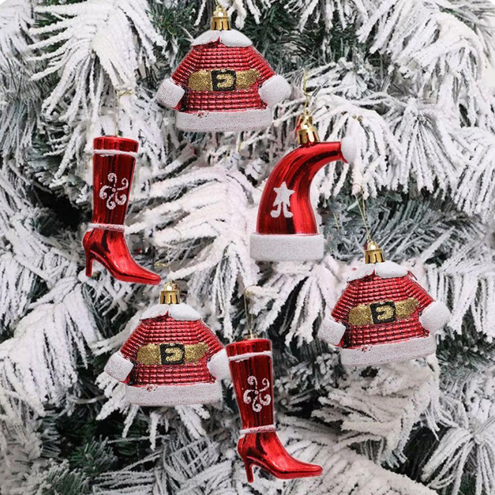 4pcs/set Plastic Christmas Tree Ornament Painted Christmas Gifts Boxes Pendant  New Year
