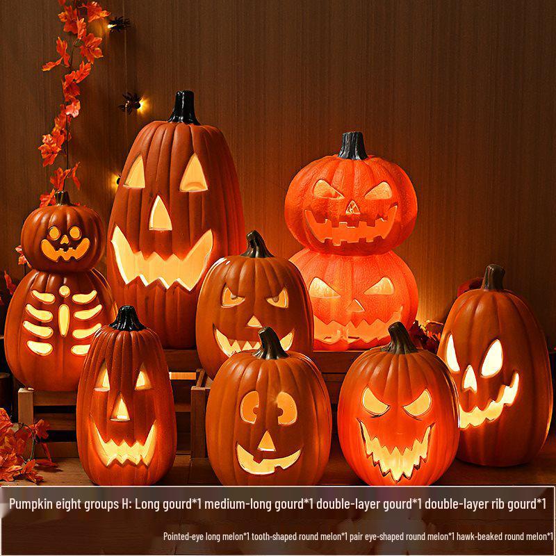 Halloween Light-Up Hollow Pumpkin Lantern for Outdoor Decor