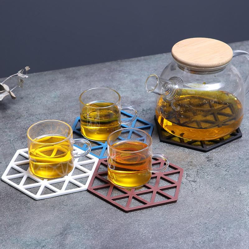 Silicone Tableware Insulation Mat Coaster Hexagon Silicone Mats Pad Heat-insulated Bowl Placemat Home Table Decor Kitchen Tools